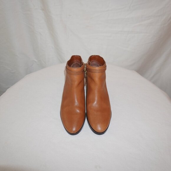 Lauren Ralph Lauren Damara Brown Leather Western Strap Heel Boot Booties 7.5B - Picture 4 of 12